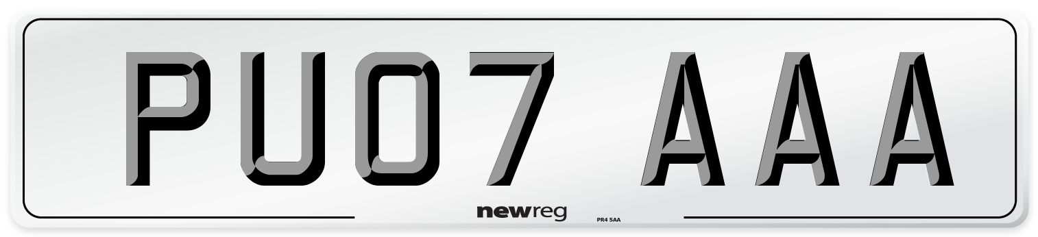 PU07 AAA Number Plate from New Reg